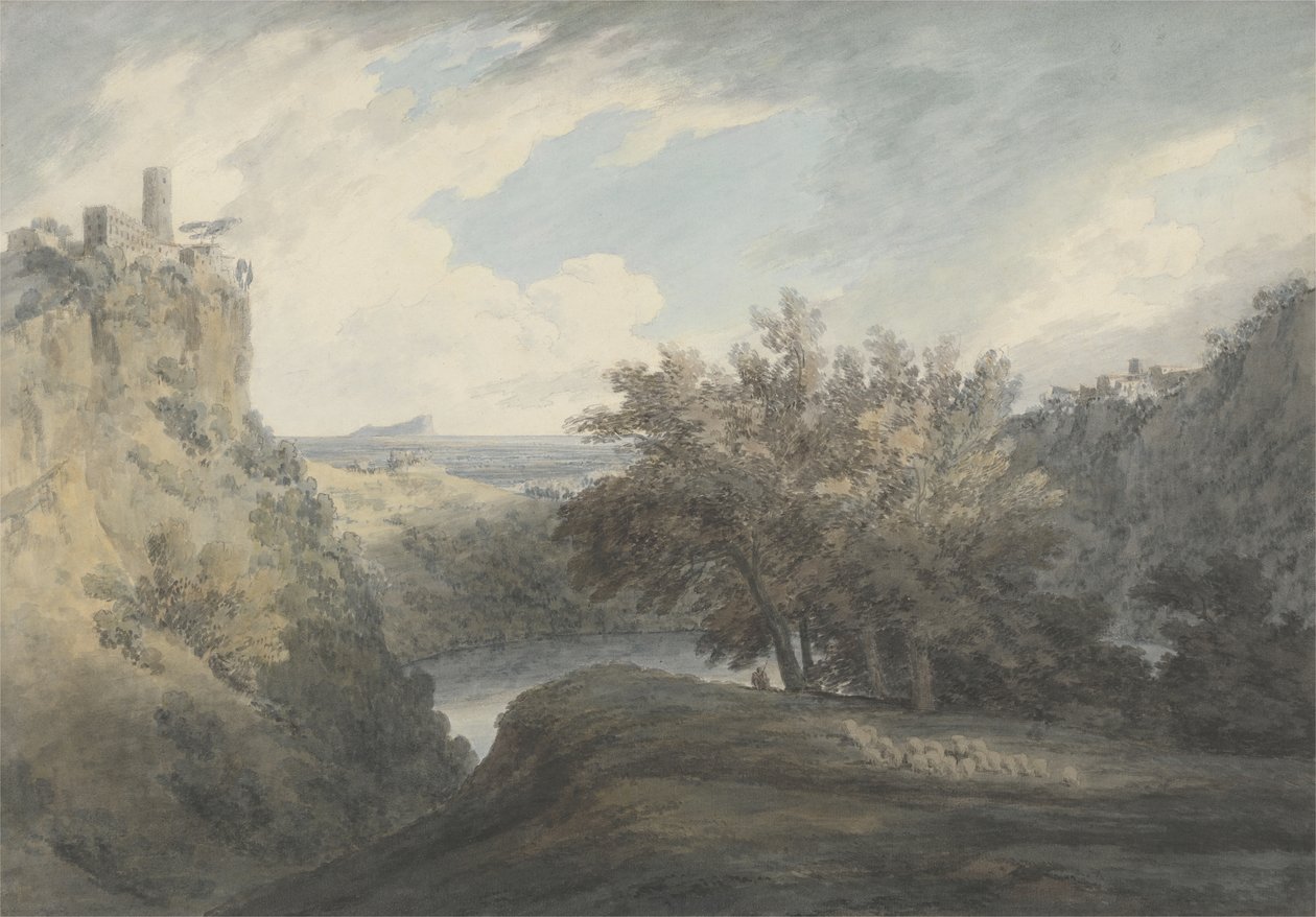 A Nemi-tó, 1783-85 körül (grafit és akvarell szőtt papíron) alkotó: John Robert Cozens