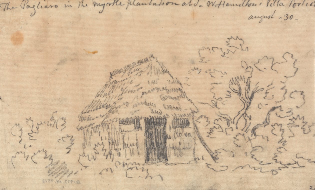 A Pagliaro a mirtusz ültetvényben Sir William Hamilton villájában, Porticiben alkotó: John Robert Cozens