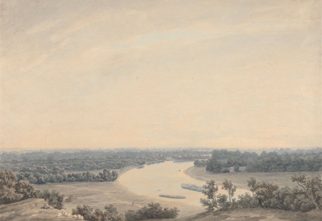 A Temze a Richmond Hillről délnyugatra nézve alkotó: John Robert Cozens