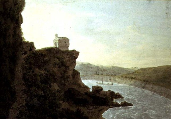 Kilátás a Tiberisre a Ponte Molle közelében, három mérföldre Rómától alkotó: John Robert Cozens