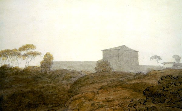 Villa Lante, Róma (akvarell papíron) alkotó: John Robert Cozens
