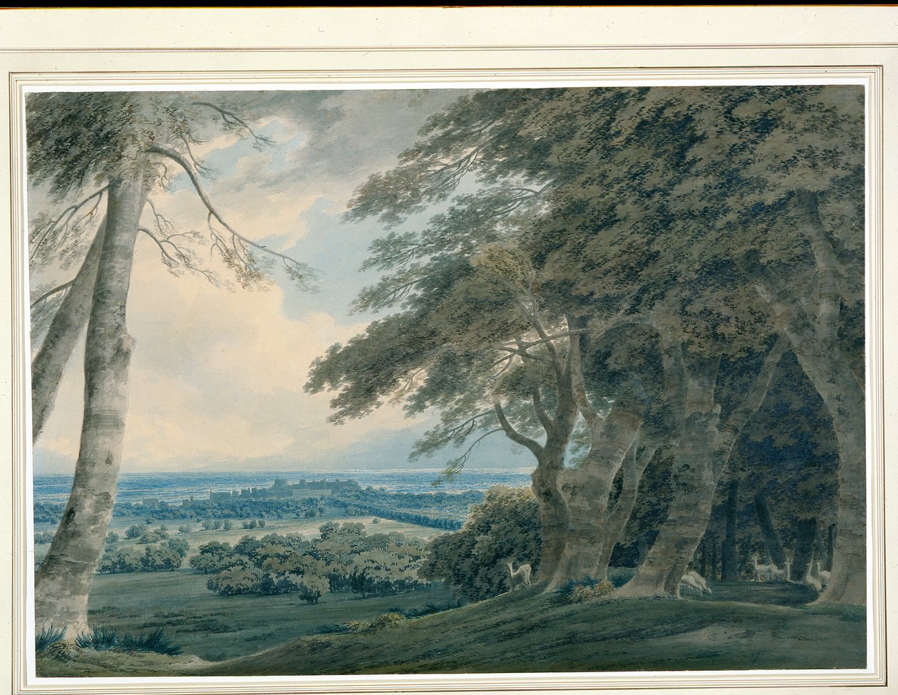Windsori kastély délnyugatról, 1787-99 körül (wc papíron) alkotó: John Robert Cozens