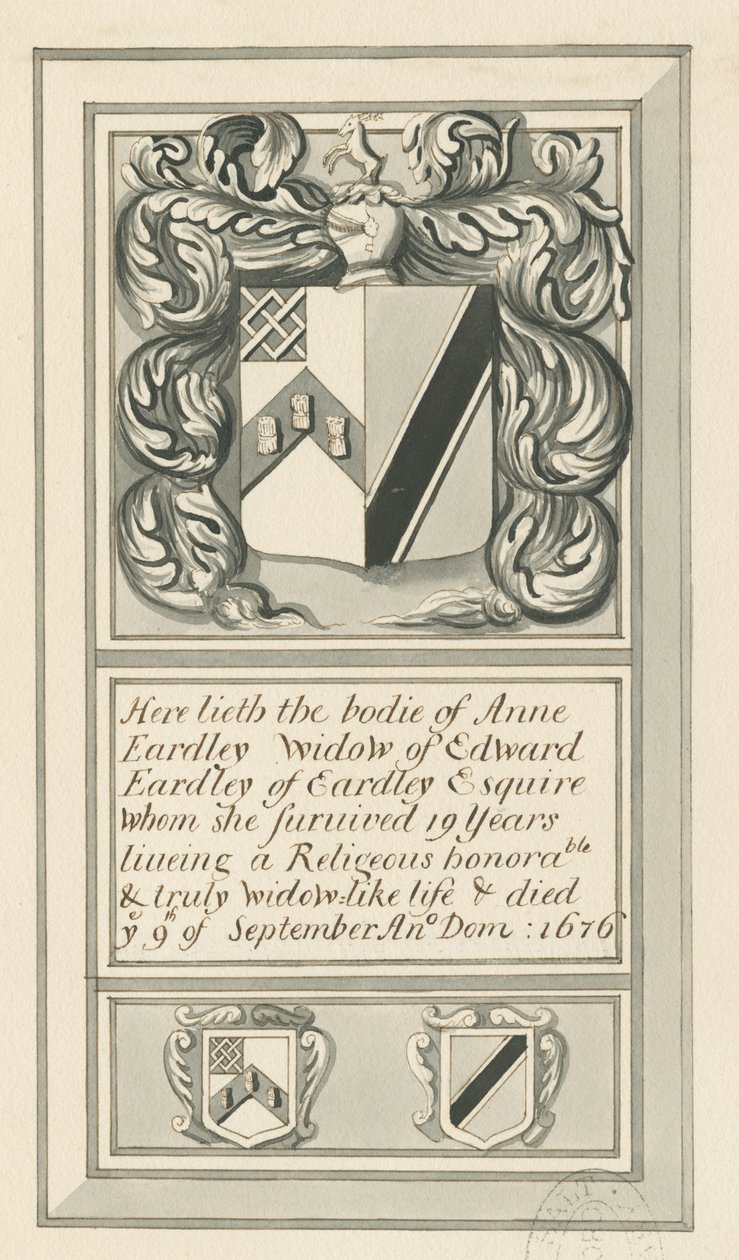 Audley Monuments – „Anne Eardley”: toll- és mosórajz, nd [?19. század] (rajz) alkotó: John Robert Fernyhough