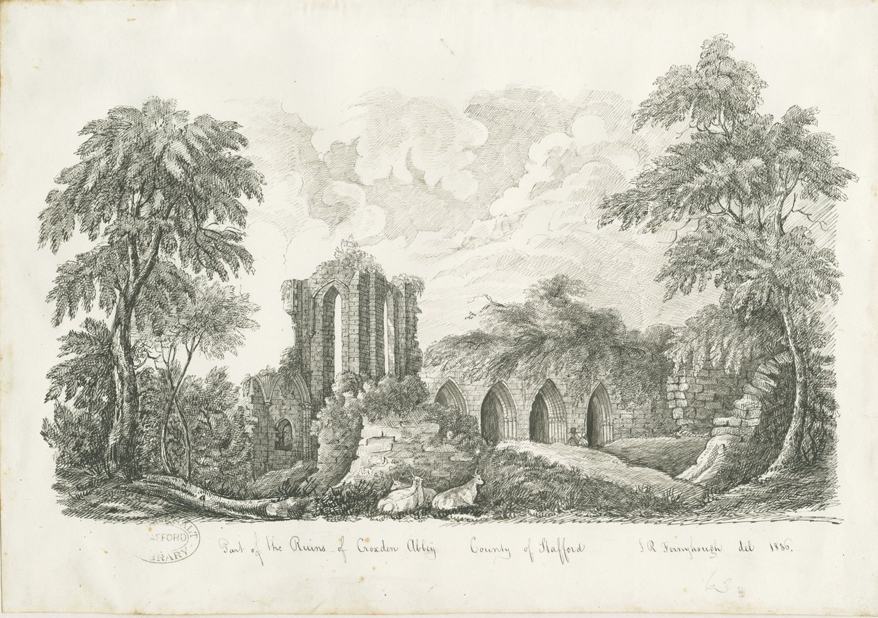 Croxden Abbey: pen and ink drawing alkotó: John Robert Fernyhough