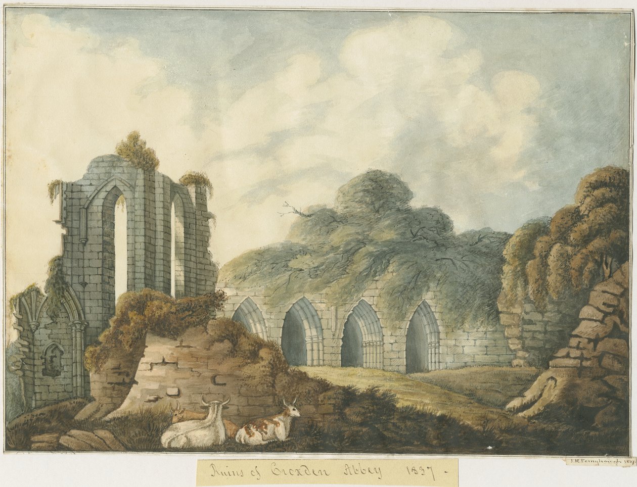 Croxden Abbey: akvarellfestés alkotó: John Robert Fernyhough
