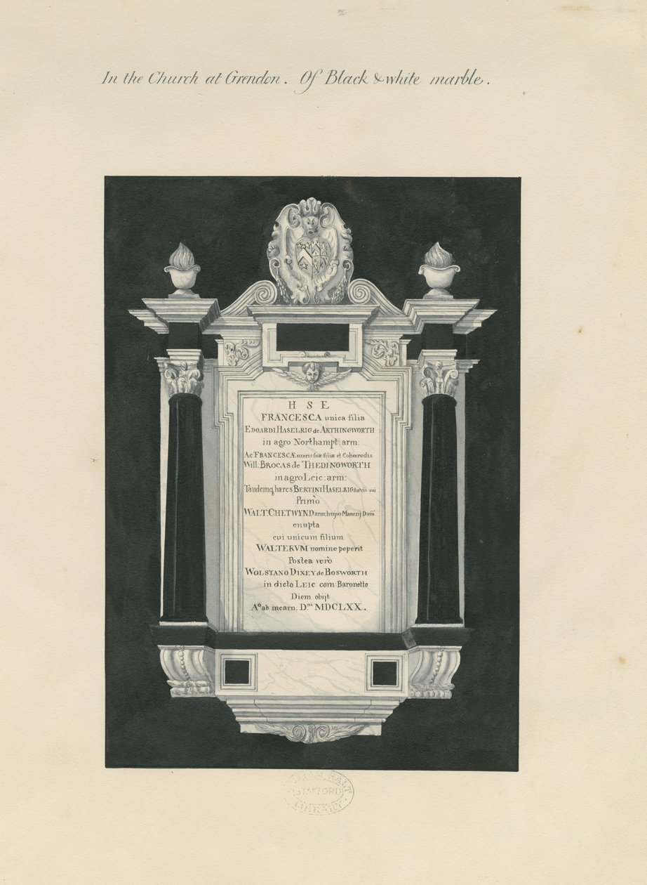 Ingestre – tábla Francesnak (Heselrig) Chetwynd: festészet, és [19. század] (festmény) alkotó: John Robert Fernyhough