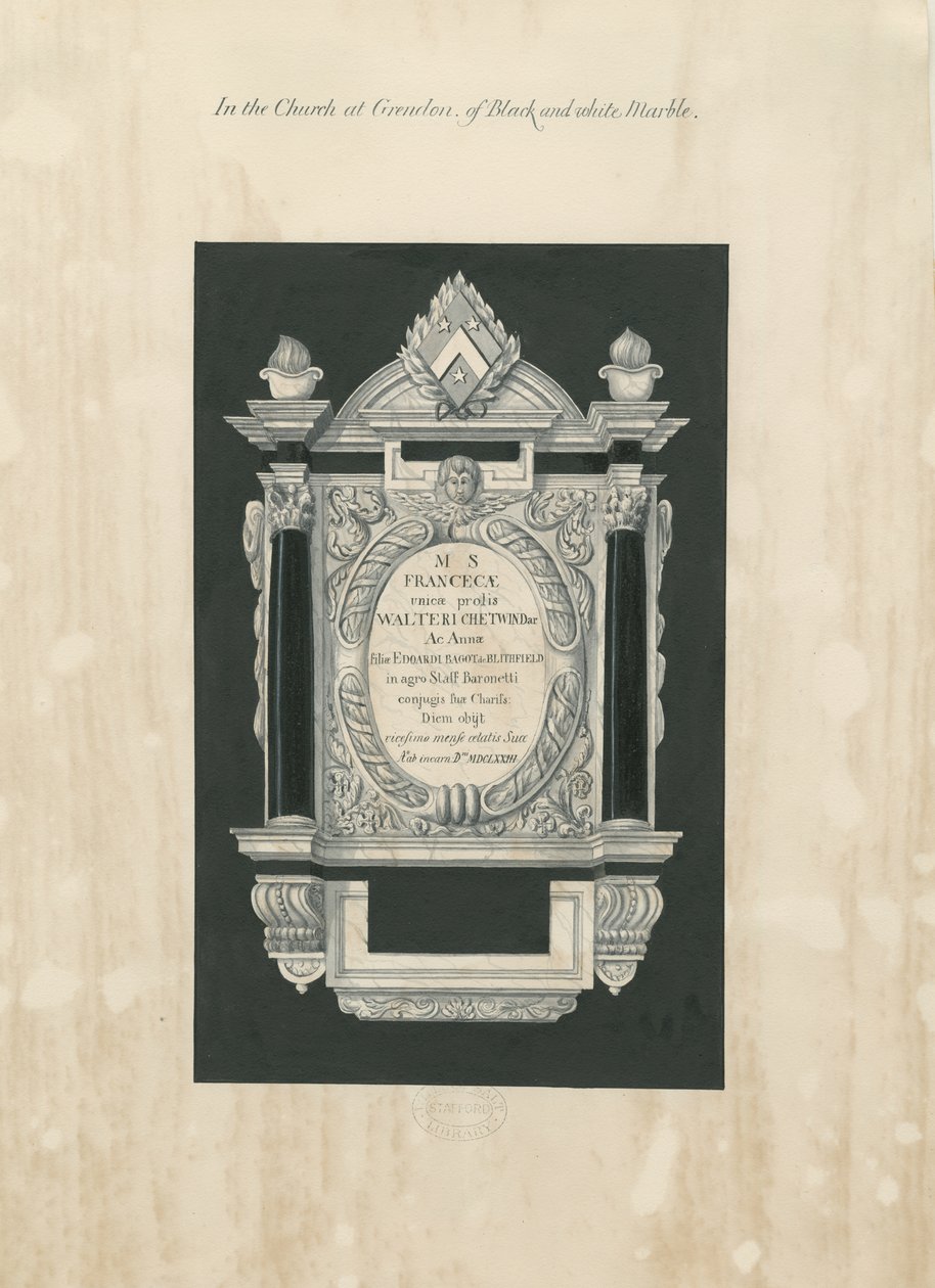 Ingestre templom – tábla Frances Chetwyndnek: festészet, és [19. század] (festmény) alkotó: John Robert Fernyhough