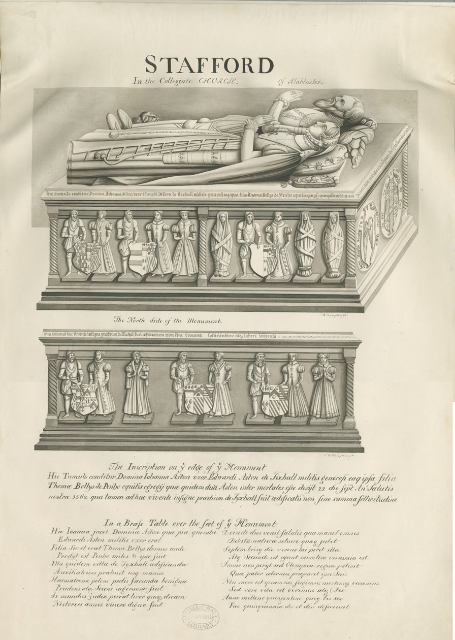 Stafford – Aston emlékmű a Szent Mária-templomban: szépia rajz, nd [19. század] alkotó: John Robert Fernyhough