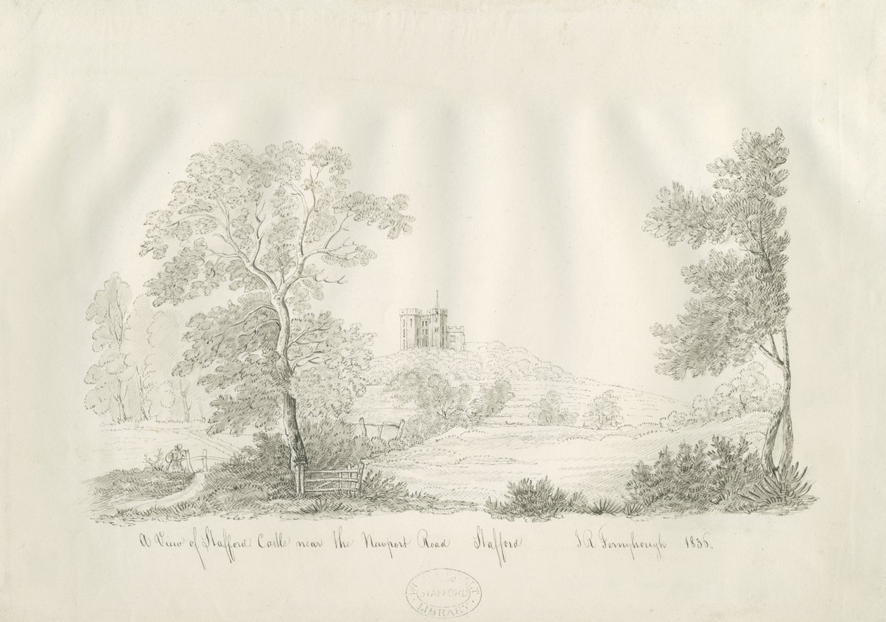 Stafford Castle – A Newport Road közelében: toll- és tusrajz alkotó: John Robert Fernyhough