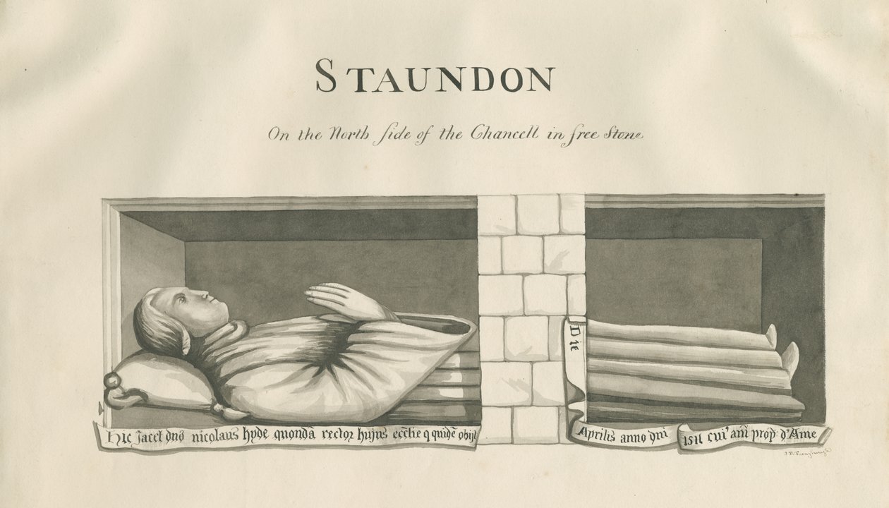 Standon templom – Nicholas Hyde falsírja: szépia rajz, nd [19. század] alkotó: John Robert Fernyhough
