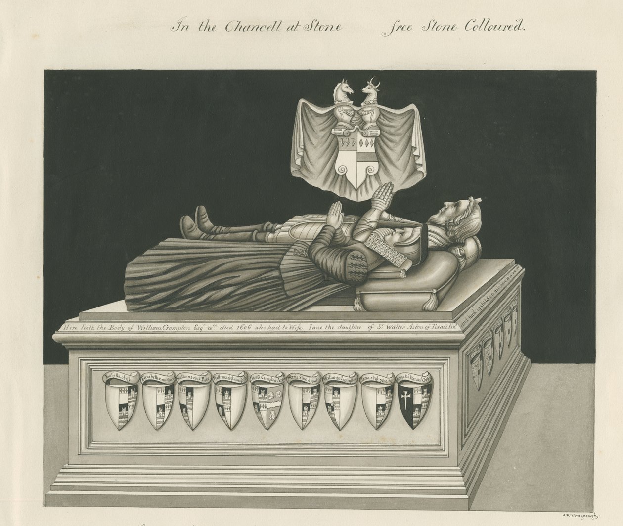 Kő – William Crompton sírja: szépia rajz, nd [XIX. század] alkotó: John Robert Fernyhough