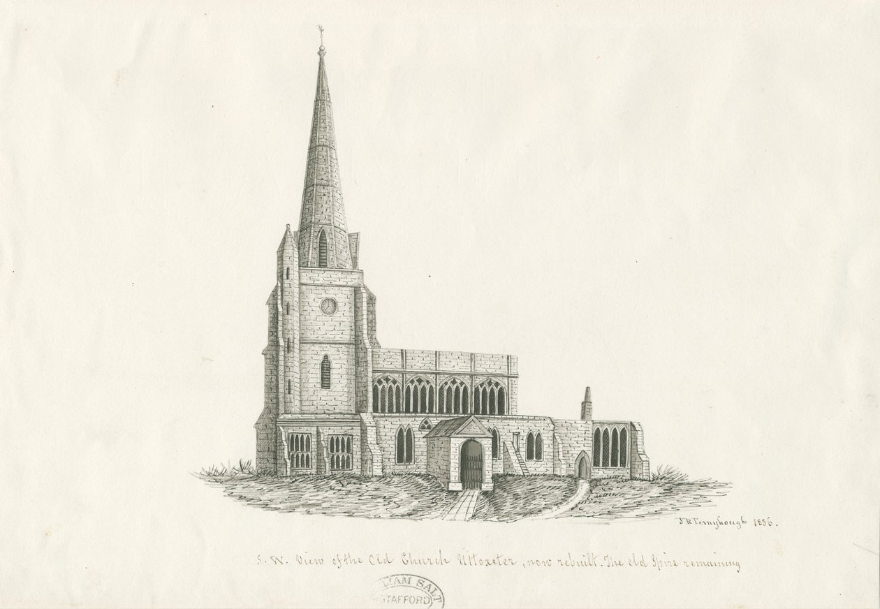 Uttoxeter templom [régi]: toll- és tusrajz, 1836 alkotó: John Robert Fernyhough
