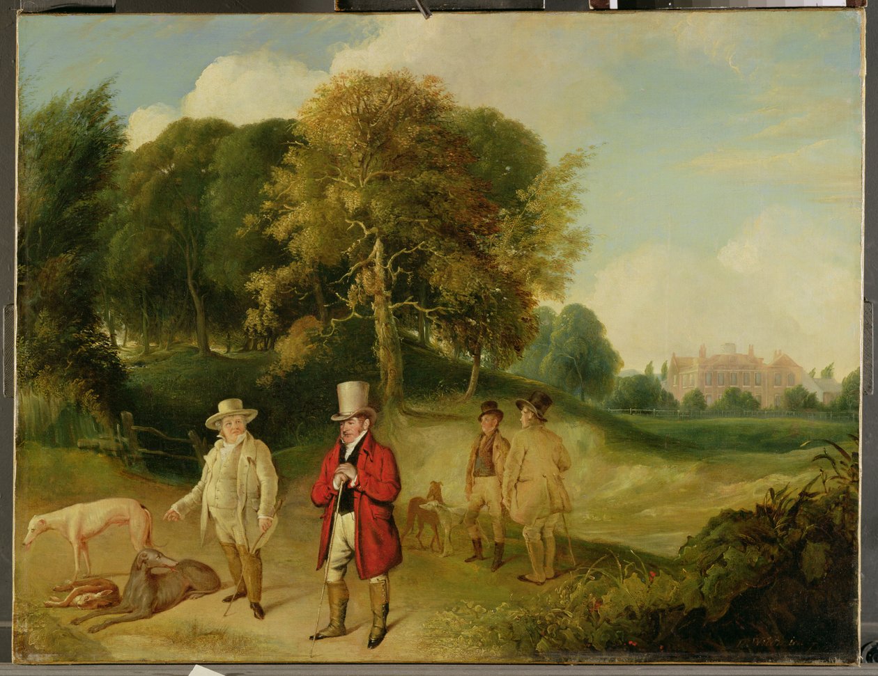 J. M. W. Turner (1775-1851) és Walter Ramsden Fawkes (1769-1825) Farnley Hallban, 1820-24 körül. alkotó: John Robert Wildman