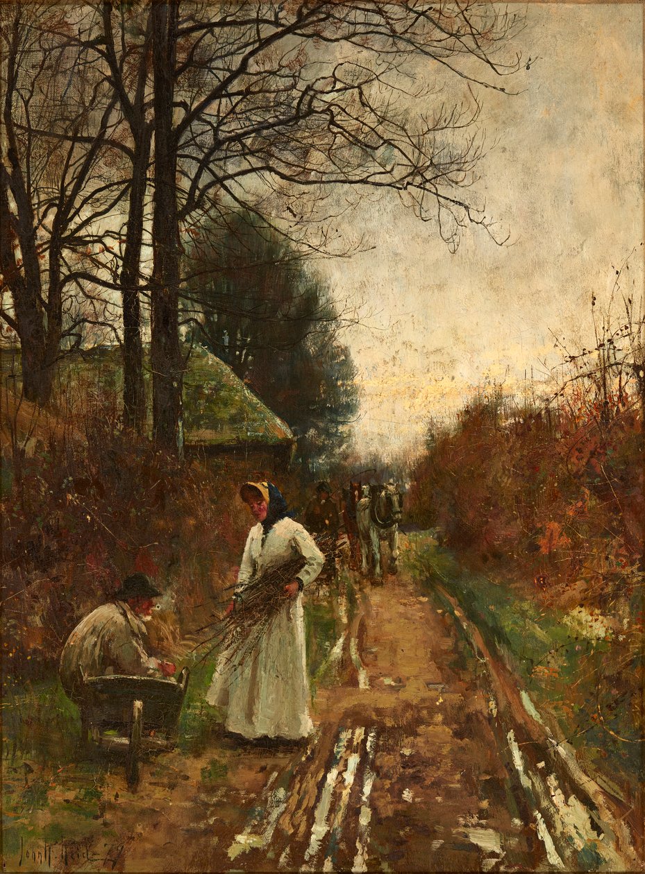 Tűzifa gyűjtése (olaj, vászon) alkotó: John Robertson Reid
