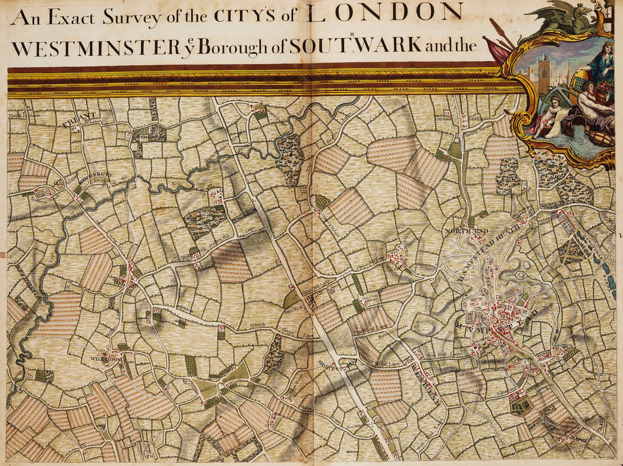 Willesden és Hampstead térképe alkotó: John Rocque