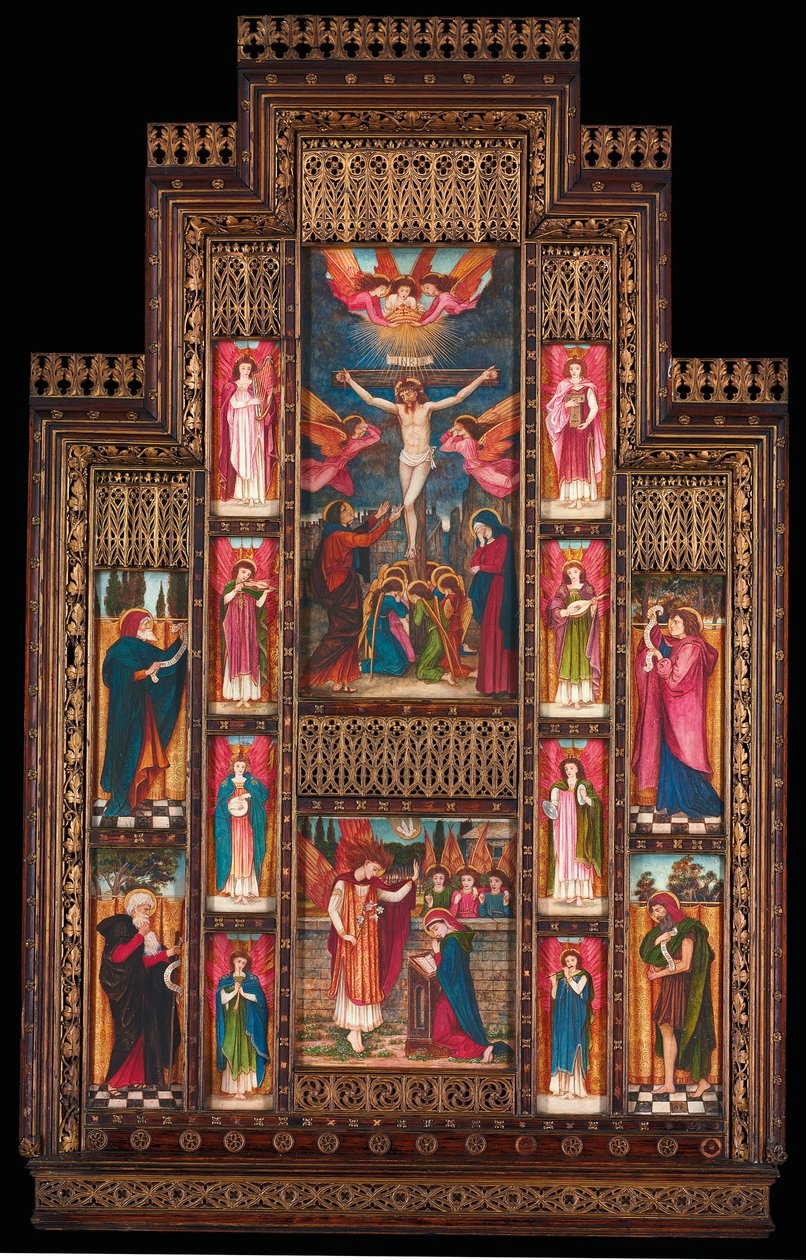 Tervezés a firenzei Szentháromság-templom reredóihoz, a firenzei Bernini gótikus revival keretében alkotó: John Roddam Spencer Stanhope