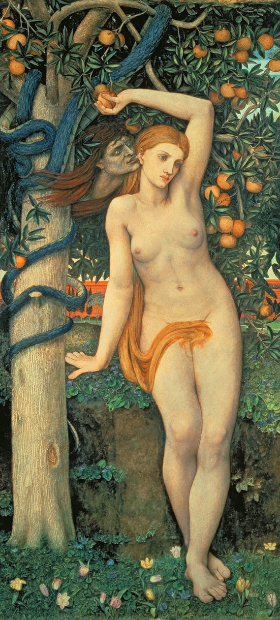 Eve Tempted, c.1877 (tempera on panel) alkotó: John Roddam Spencer Stanhope