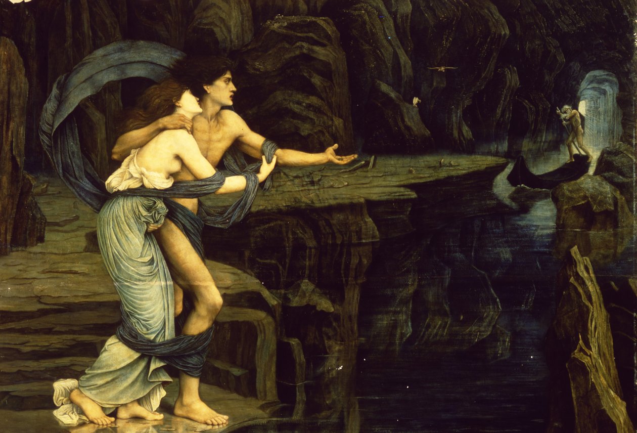 Orpheus és Eurydice a Styx folyó partján, 1878 alkotó: John Roddam Spencer Stanhope