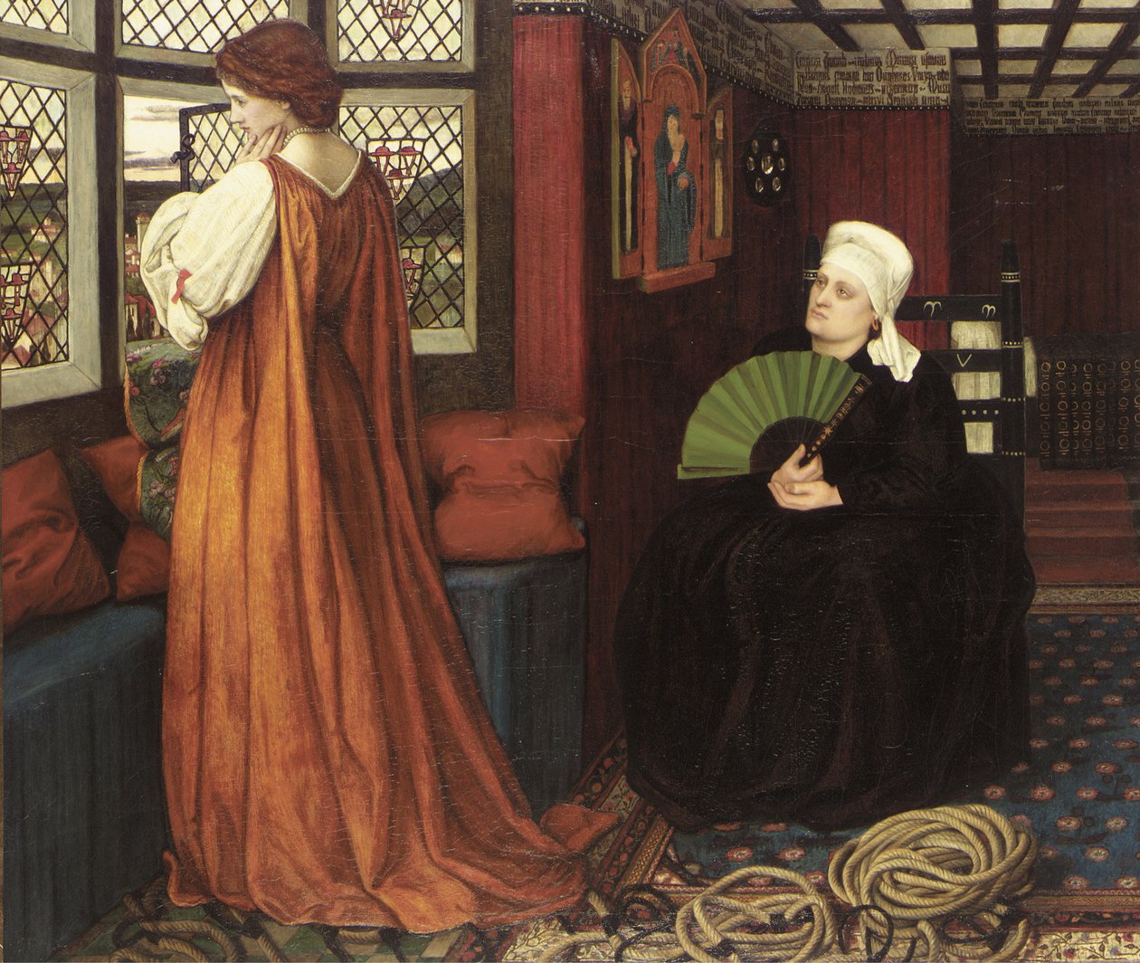 Preraffaelita festmények: Juliet and her Nurse (Juliette et sa nourrice) par Stanhope (Spencer-Stanhope), John Roddam (1829-1908). Olajfestmény alkotó: John Roddam Spencer Stanhope