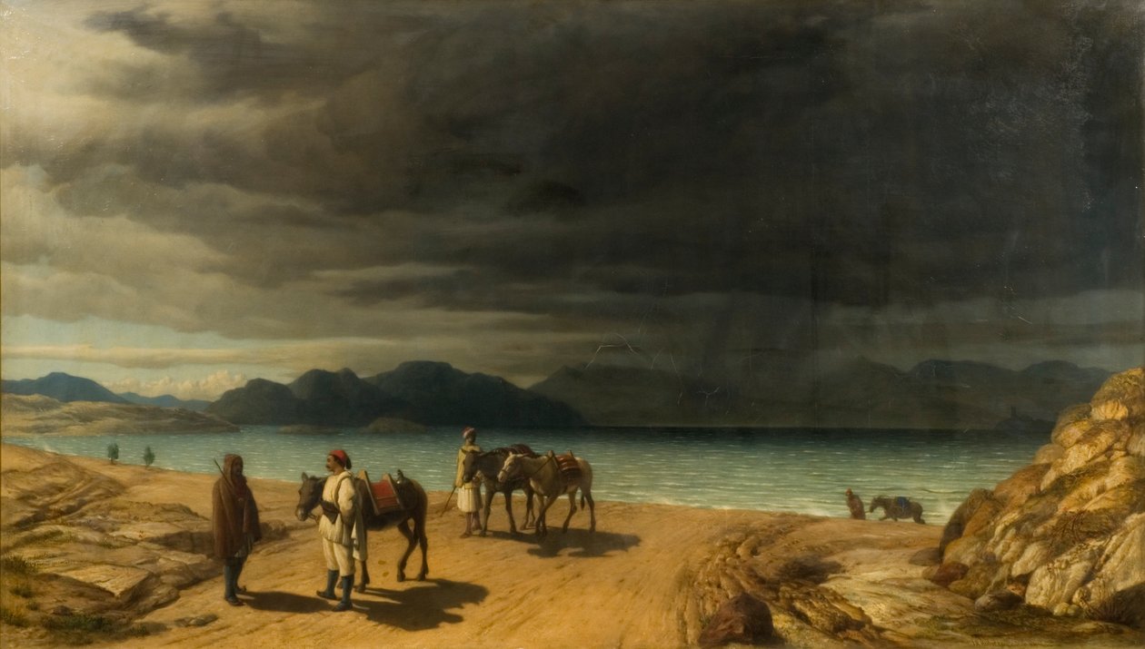 Tájkép tóval és görög katonákkal alkotó: John Rogers Herbert