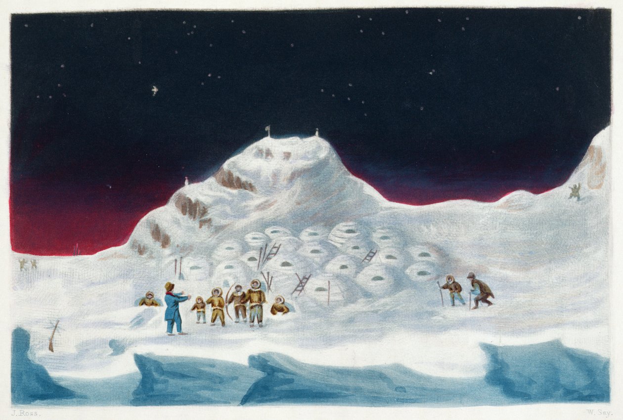 North Hendon, Boothians Snow Cottages, "Egy második út elbeszélése egy észak-nyugati átjárót keresve (1829-33)" című művéből, Sir John Ross (1777-1836), vésette William Say (1768-1834) alkotó: John Ross