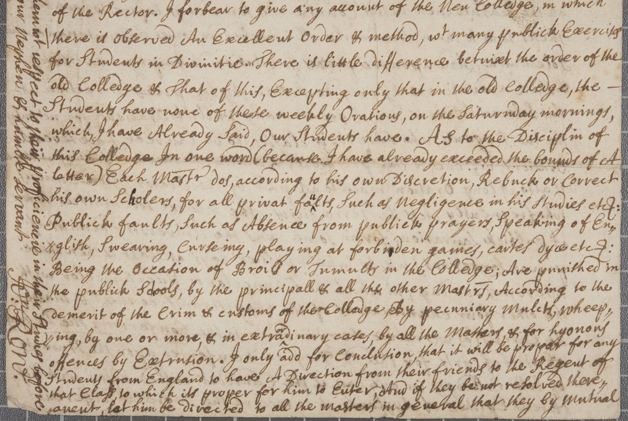 John Row, a St Andrews-i diák levele nagybátyjának 1691-ben alkotó: John Row