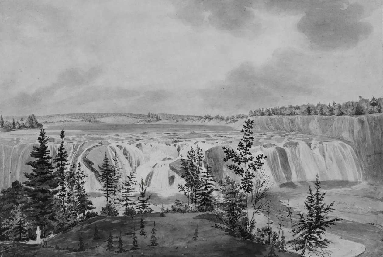 Cohoes vízesés a Mohawk folyón, New York államban. alkotó: John Rubens Smith