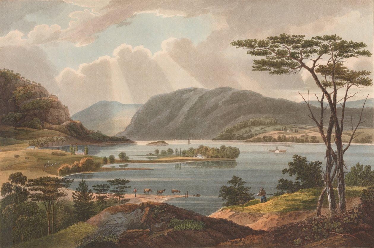 Kilátás a Fishkillből a Hudson River Portfolio 15. számú nyugati pontjára, 1825. alkotó: John Rubens Smith