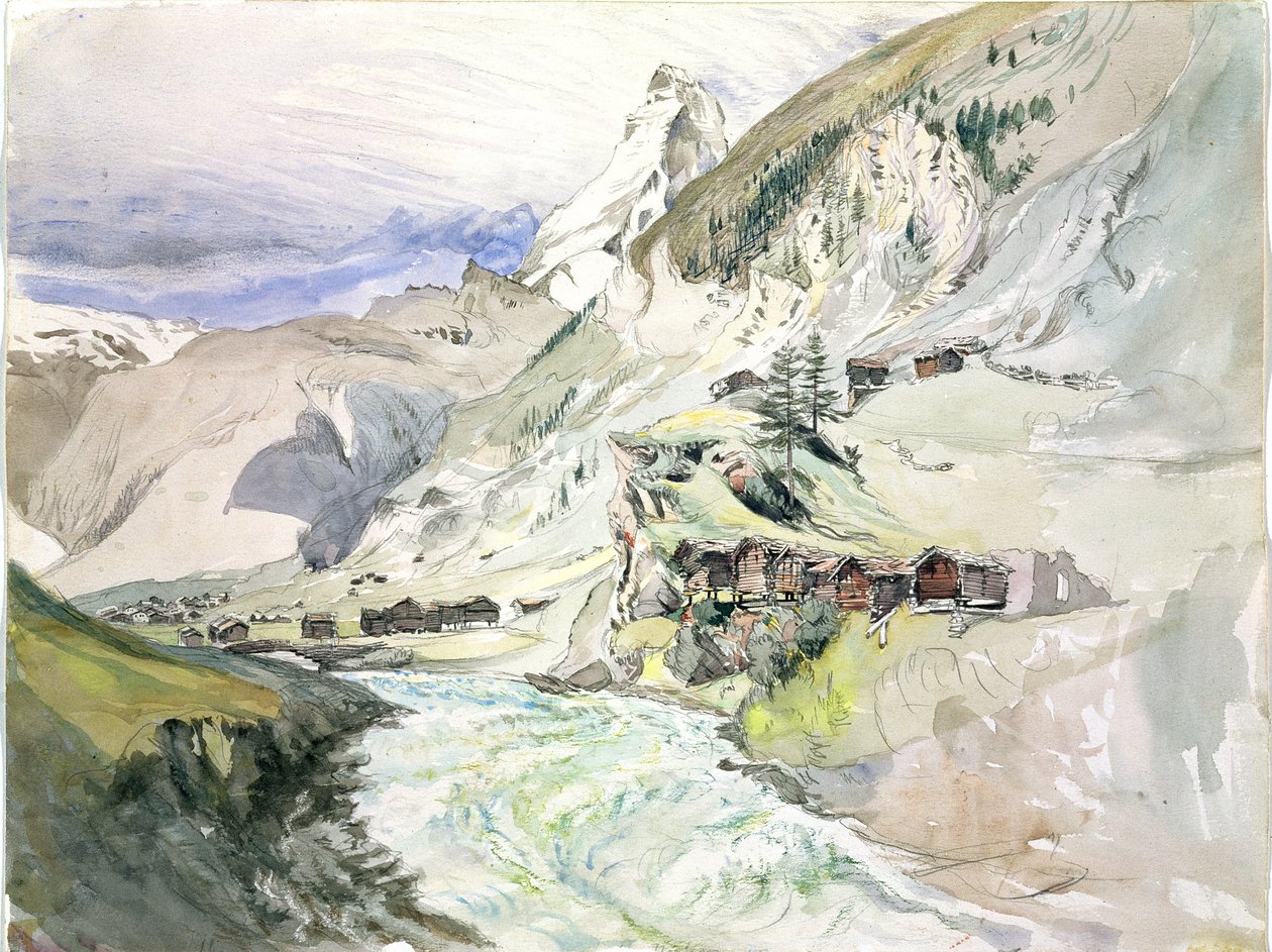 Egy alpesi völgy: A Matterhorn a távolban alkotó: John Ruskin