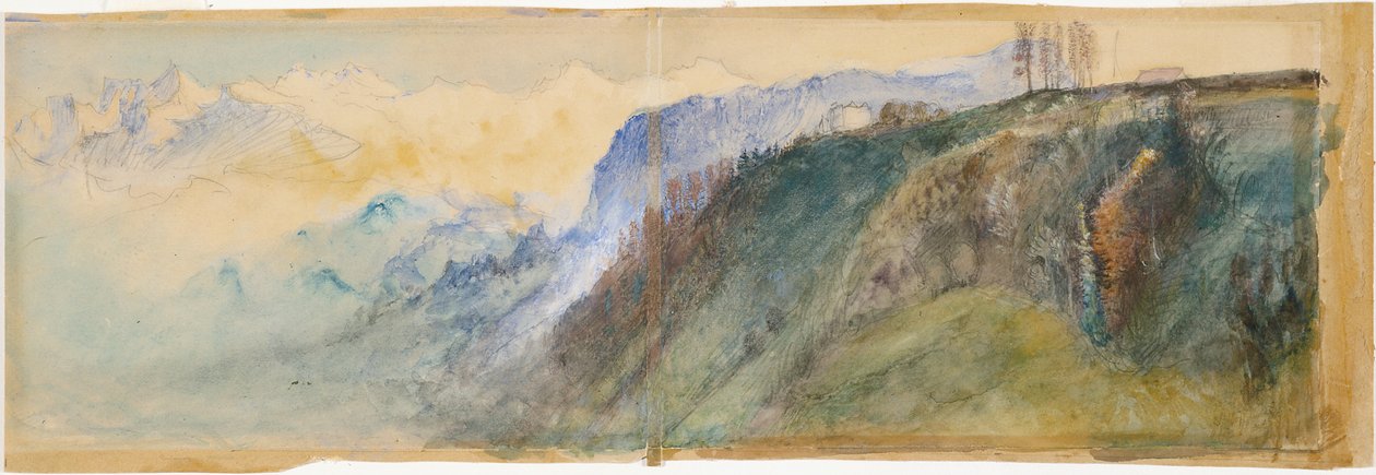 Bernese Oberland (akvarell ceruzával, törtfehér papíron) alkotó: John Ruskin