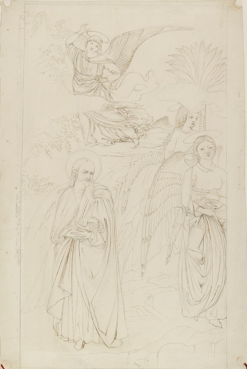 Rajz Ábrahám elválik az angyaloktól Benozzo Gozzolitól, 1845 alkotó: John Ruskin