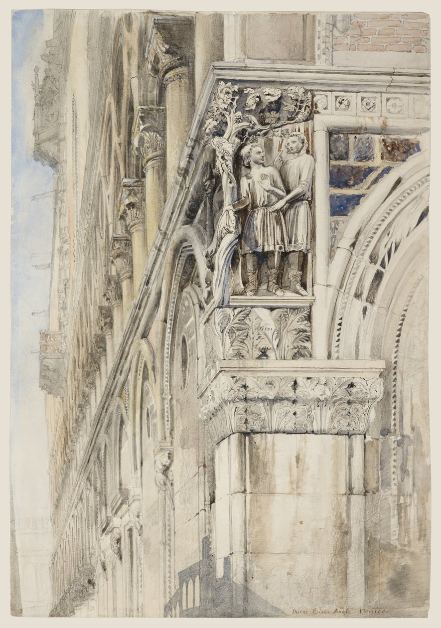 A Dózsa-palota homlokzata, Velence – The Vine Angle, 1870 körül (akvarell, tus és ceruza papíron) alkotó: John Ruskin