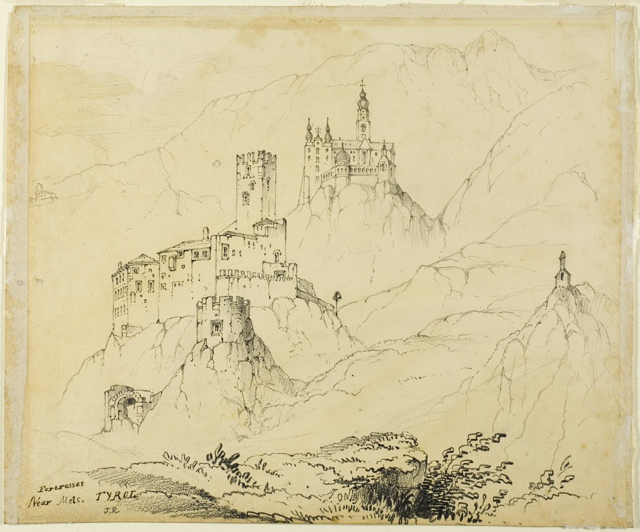 Várak Tirolban, Mals közelében (recto); kastély Lenzburgban (verso) alkotó: John Ruskin