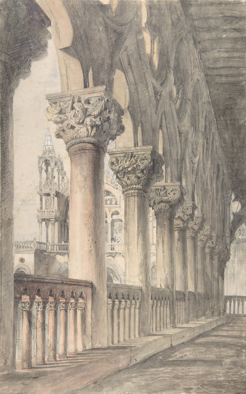 A hercegi palota loggiája, Velence, 1849-50. alkotó: John Ruskin