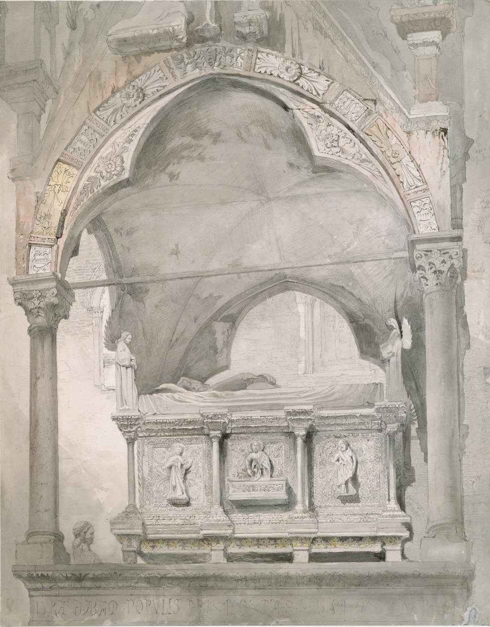 Tanulmány Mastino II della Scala sírjához Veronában, 1852 alkotó: John Ruskin