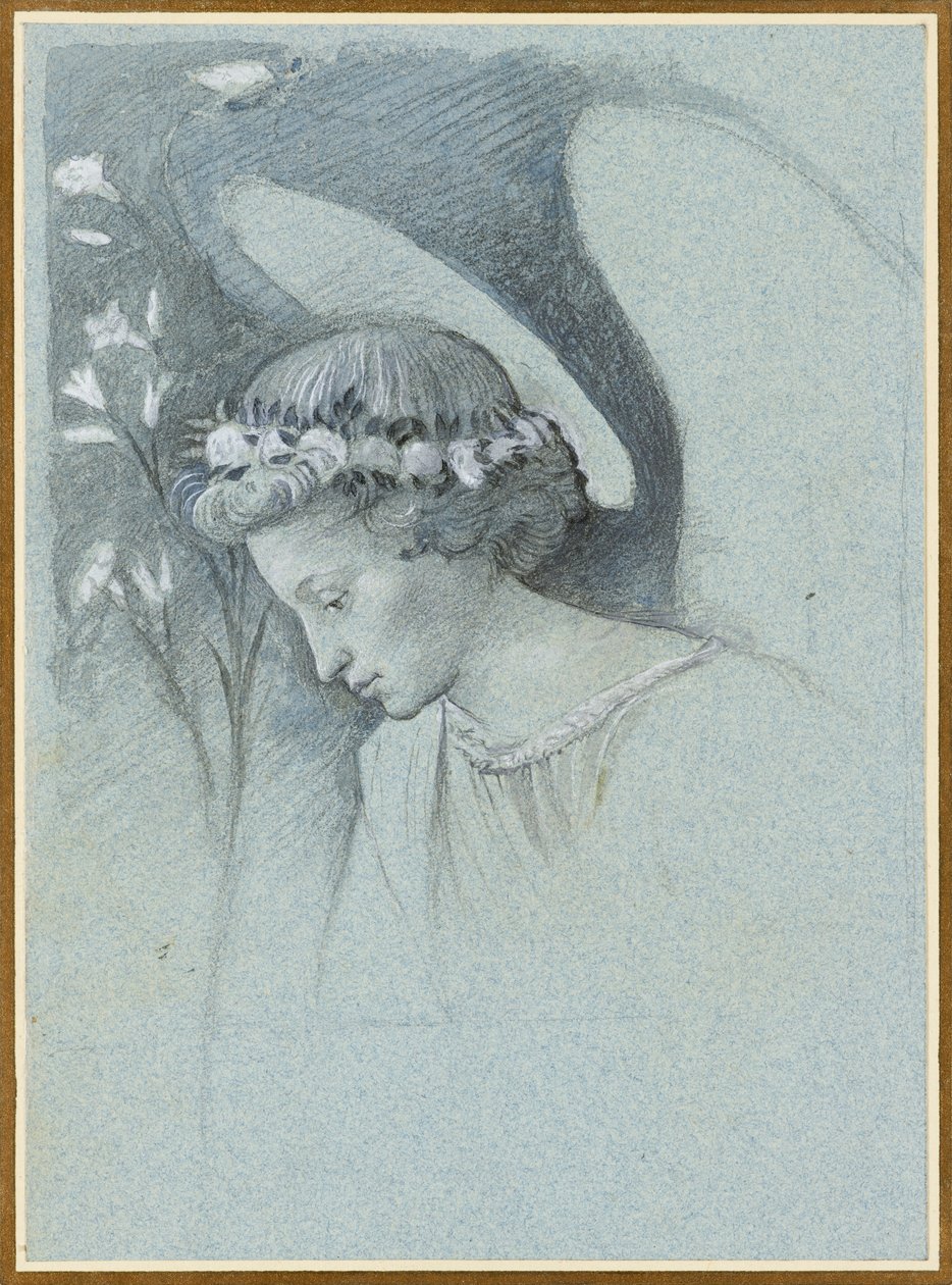 Tanulmány Gábriel angyal fejéről Filippo Lippi „A hirdető angyal” című művében, 1870. június 28-án. alkotó: John Ruskin