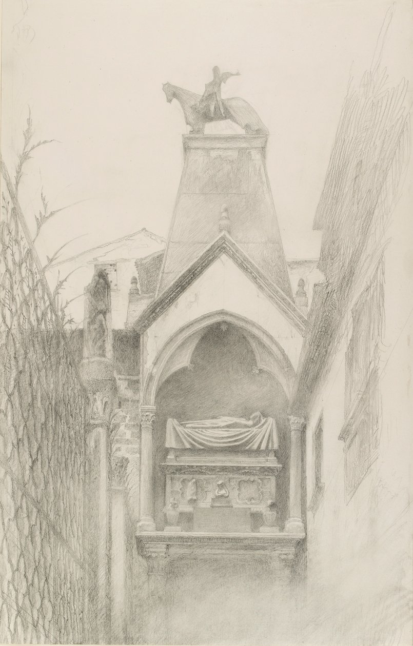 Can Grande della Scala sírjának tanulmányozása Veronában, 1869. május-augusztus alkotó: John Ruskin