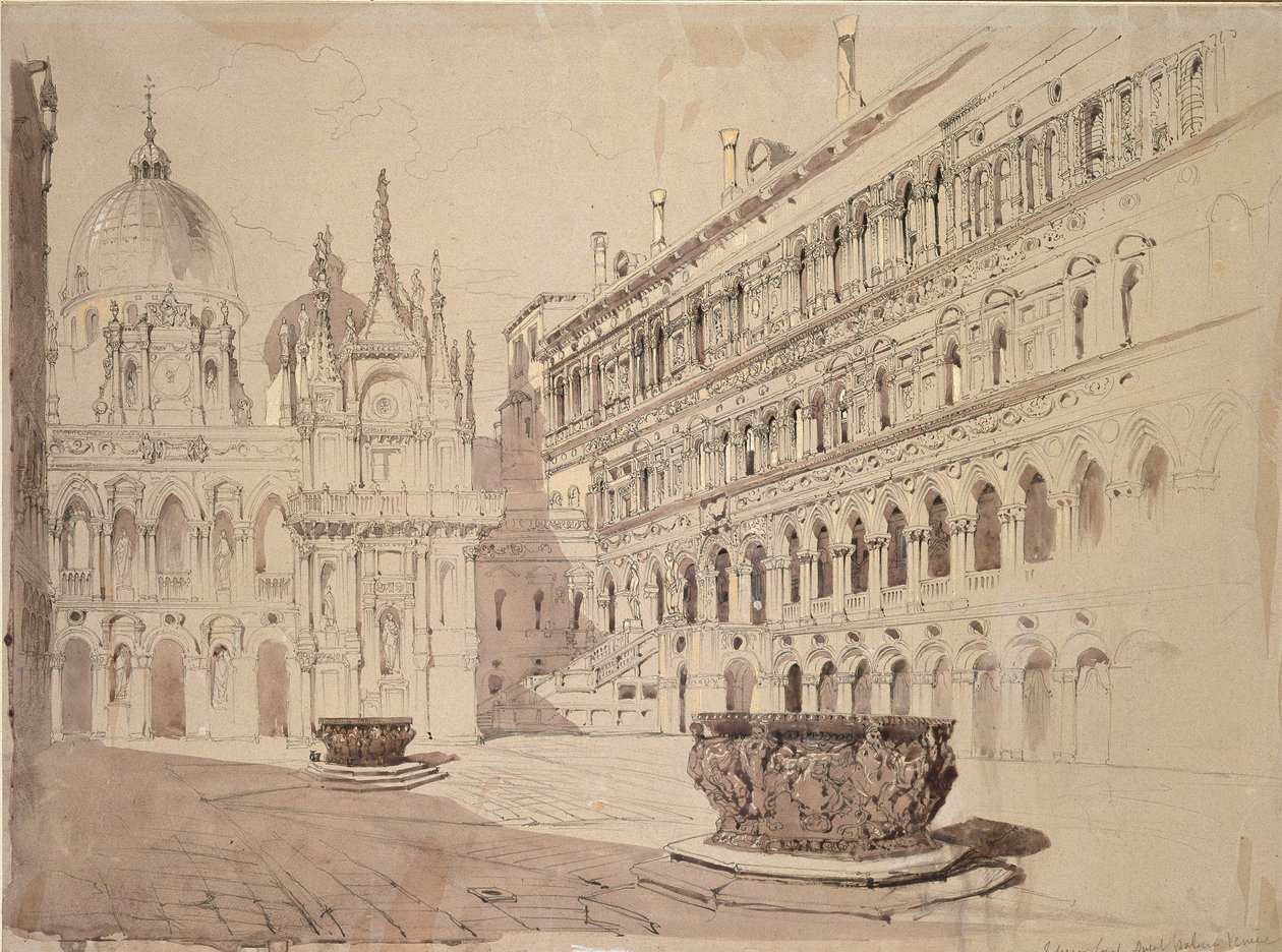 A hercegi palota udvara, Velence, 1841. május alkotó: John Ruskin