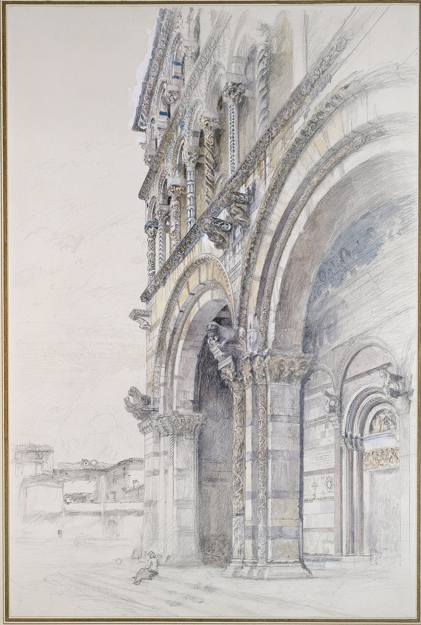 San Martino-i dóm, Lucca, 1874. július-augusztus (grafit, akvarell és testfesték papíron, néhány vonal uralkodott) alkotó: John Ruskin