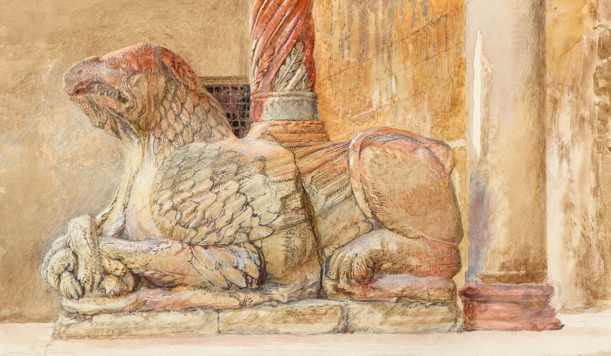 A Gryphon a veronai Dóm nyugati bejáratának északi tengelyét viselő alkotó: John Ruskin