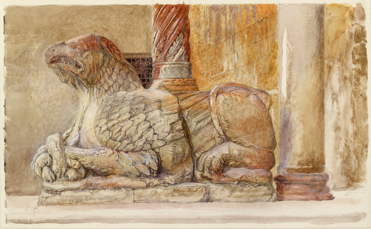 A Gryphon a dóm nyugati bejáratának északi tengelyét hordozó veronai, 1869. június 18-28. alkotó: John Ruskin