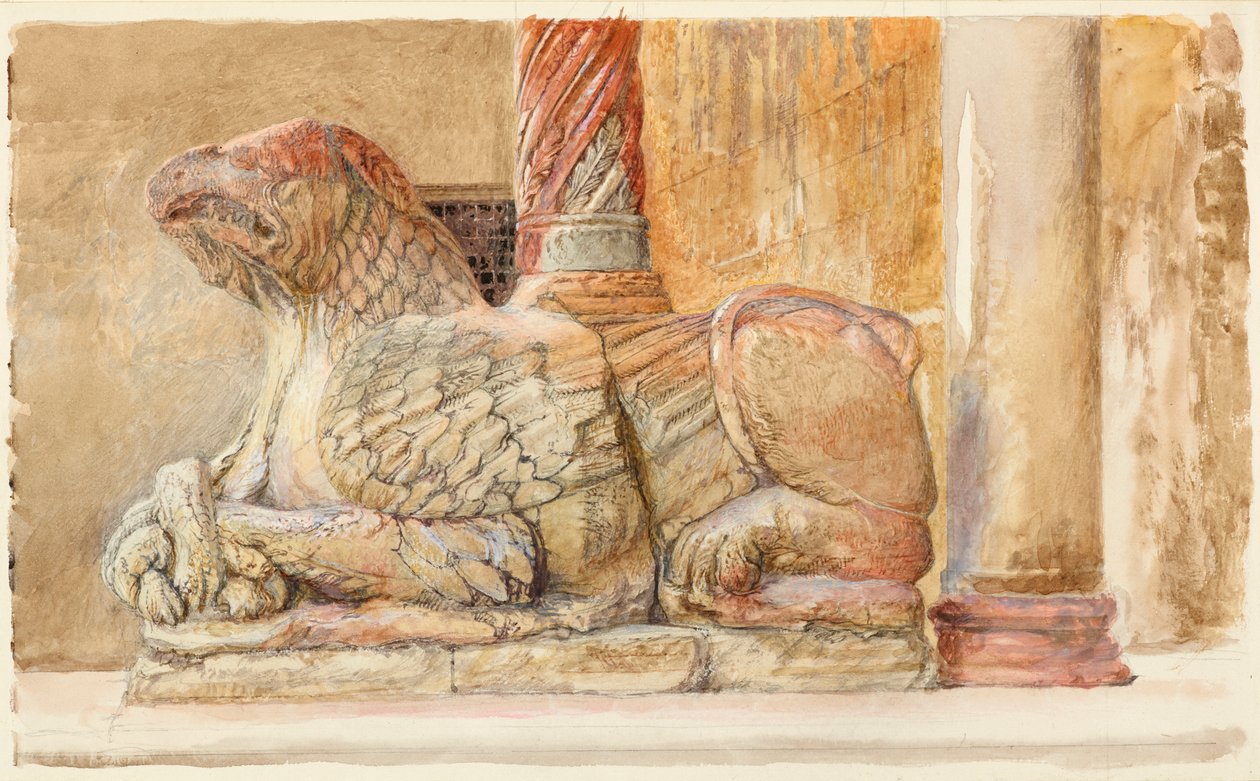 A Gryphon a dóm nyugati bejáratának északi tengelyét hordozó veronai, 1869. június 18-28. alkotó: John Ruskin
