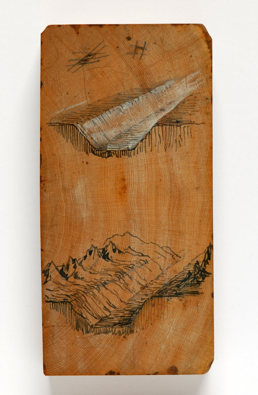 A Chamonix-völgy árka és a csúcsok az árok felett, 1856 körül (toll és tinta, valamint akvarell fán) alkotó: John Ruskin