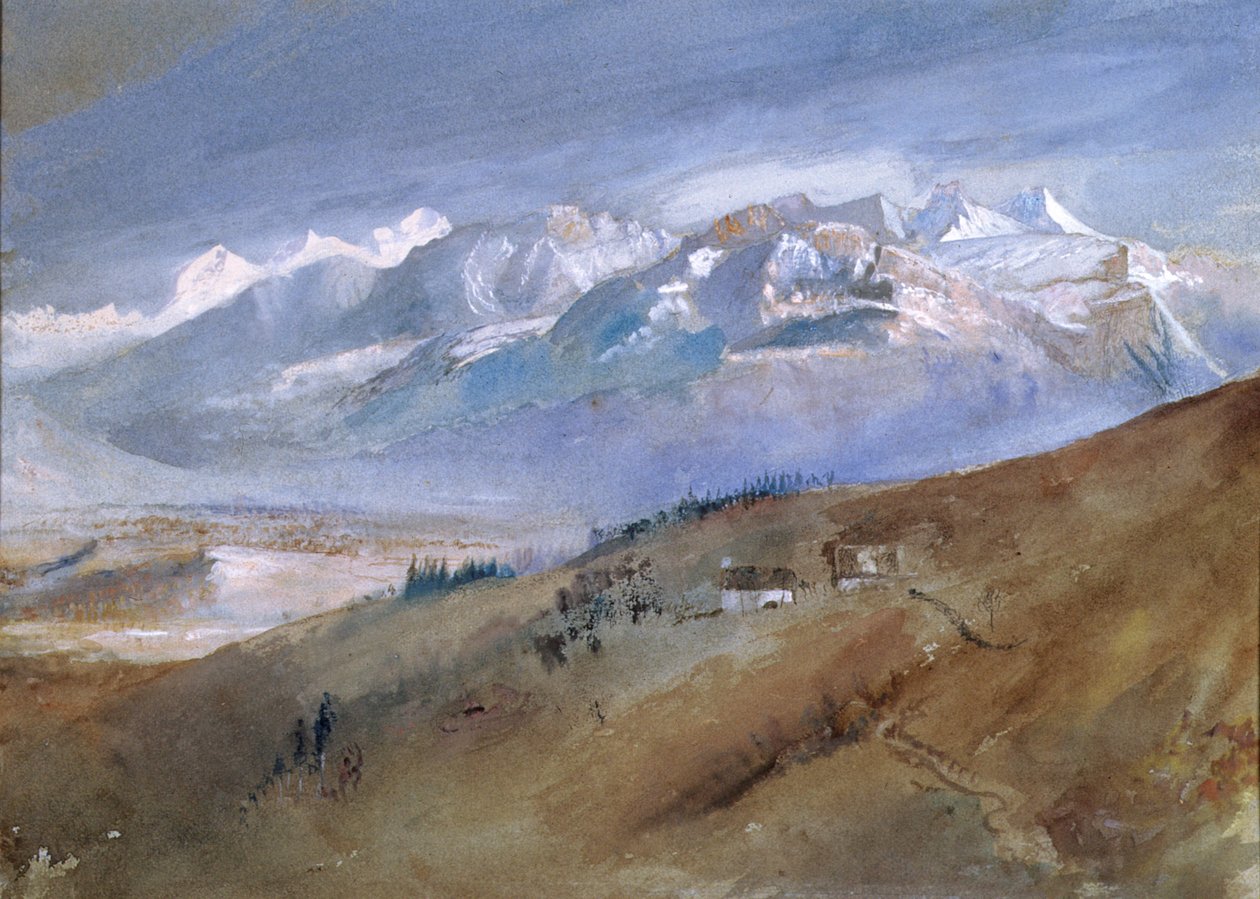 Kilátás az ablakomból Mornexben, ahol egy évet töltöttem, 1862 (wc papíron) alkotó: John Ruskin