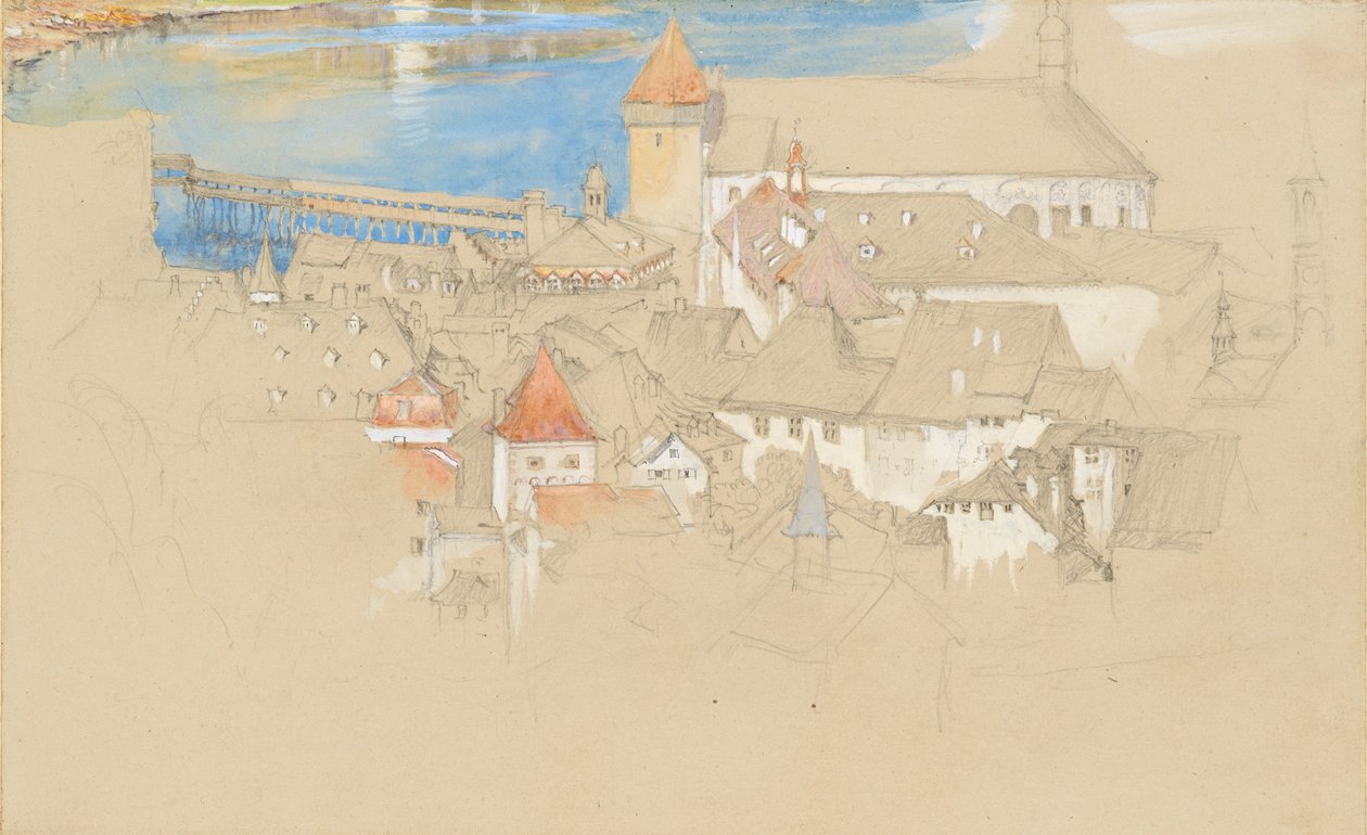 Luzern képe felülről, 1861 vagy 1866. alkotó: John Ruskin