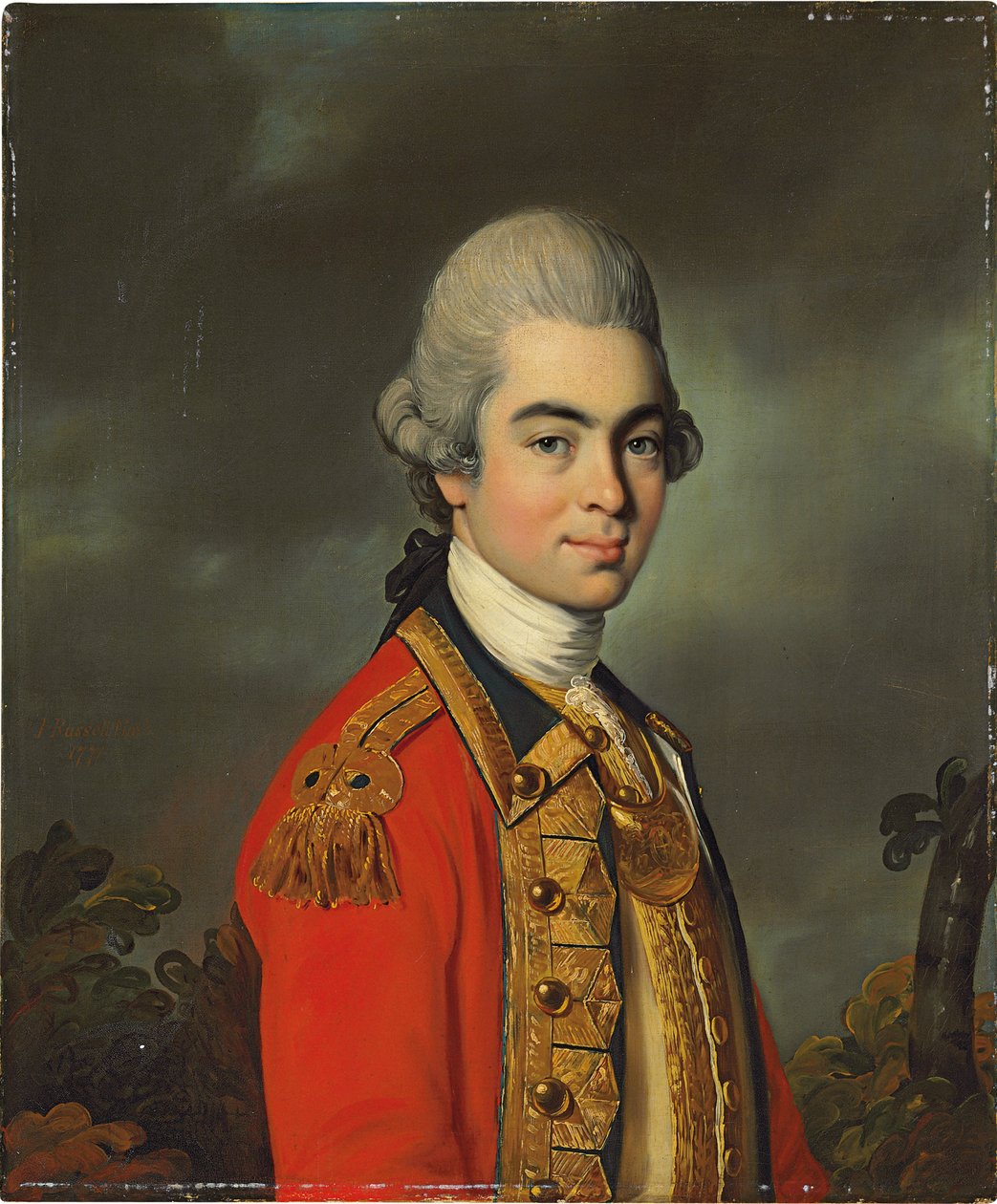 Sir James Duff altábornagy portréja, félalakos, katonai egyenruhában, 1771 alkotó: John Russell