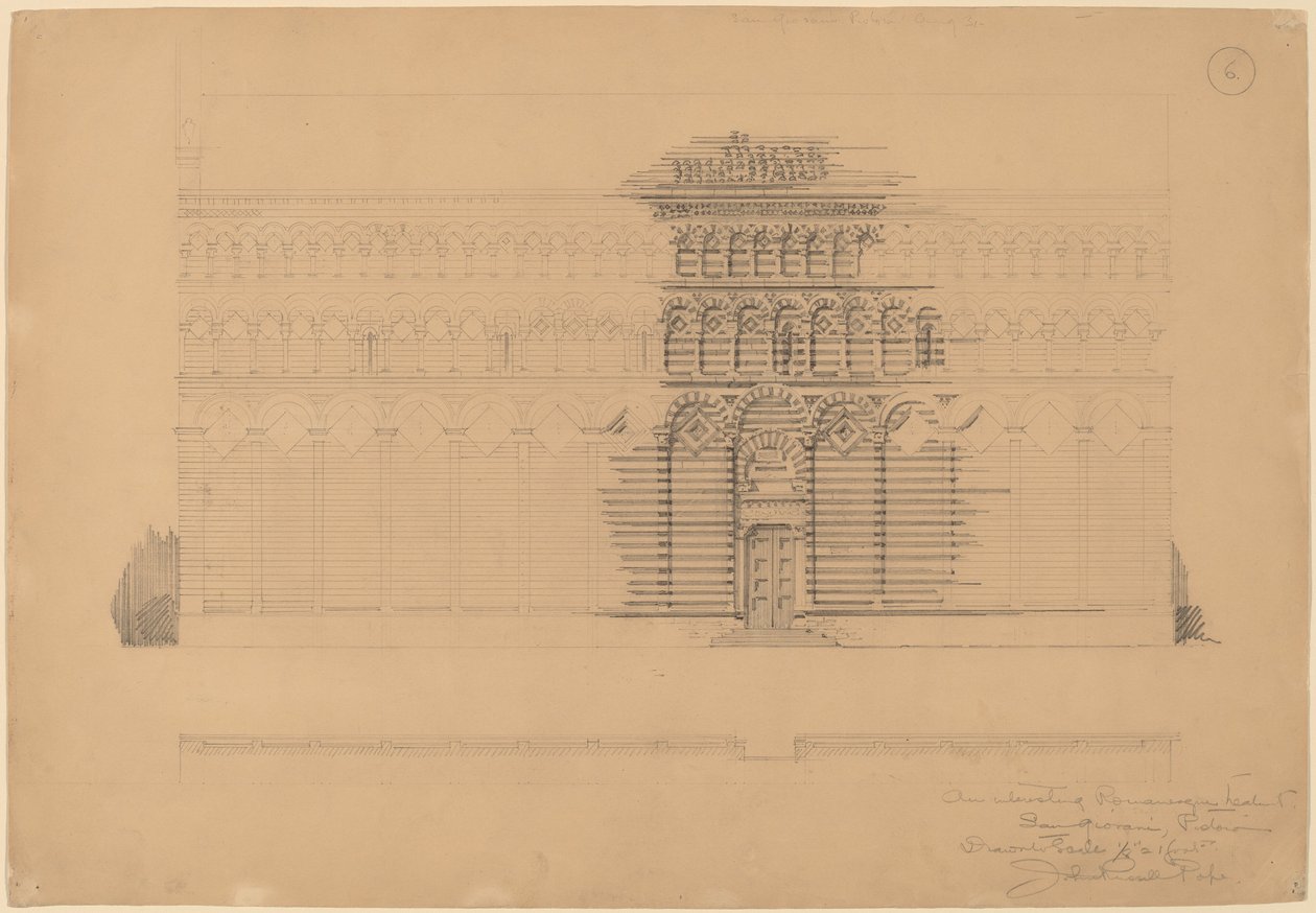 Érdekes román stílusú kezelés, San Giovanni, Pistoia alkotó: John Russell Pope