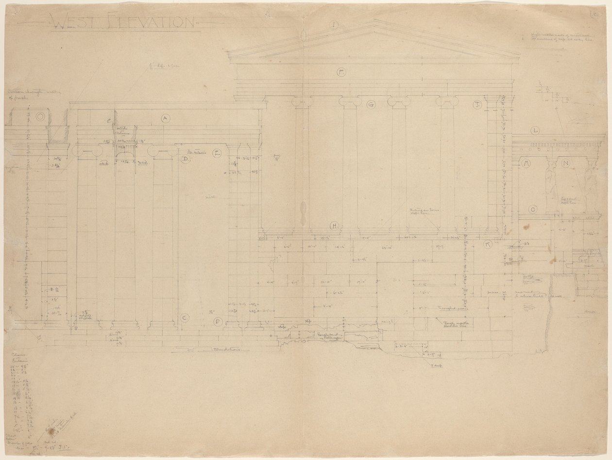 Az Eretheum, Nyugati Elevation [bal fele] alkotó: John Russell Pope