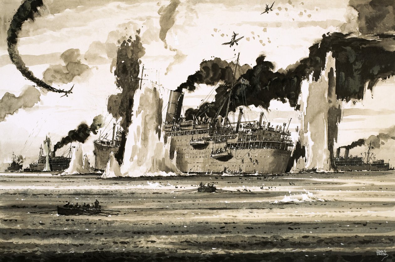 A Lancastra elsüllyedése St Nazaire-nél 1940 júniusában alkotó: John S. Smith