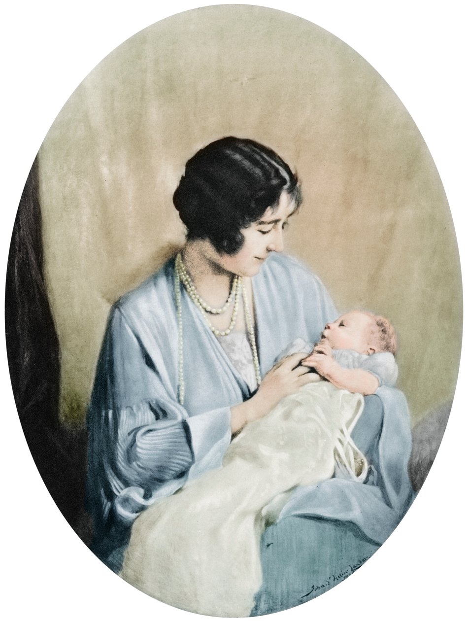 Erzsébet királynő Erzsébet hercegnővel 1926-ban, 1937-ben. alkotó: John Saint Helier Lander